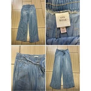 Knox Rose pullon Chambray trouser womens sz wide leg pocket beach lightweight